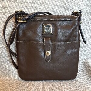 Dooney & Bourke Pebble Grain Letter Carrier Crossbody Brown Leather with COA